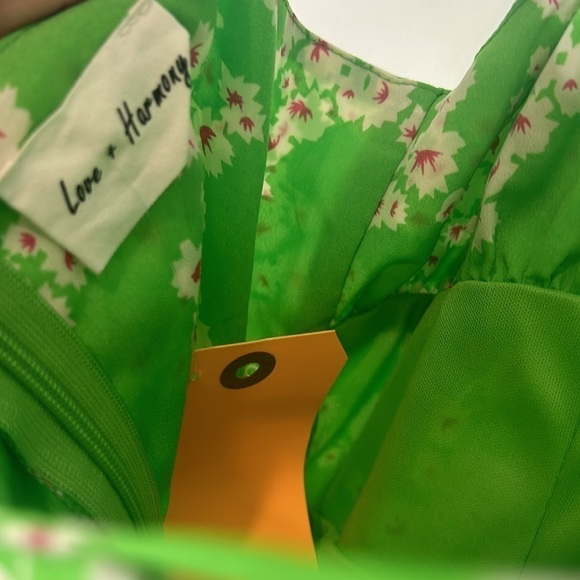 Love Harmony Green Floral Maxi Dress Womens Size Small lime green new w tag - Picture 7 of 12